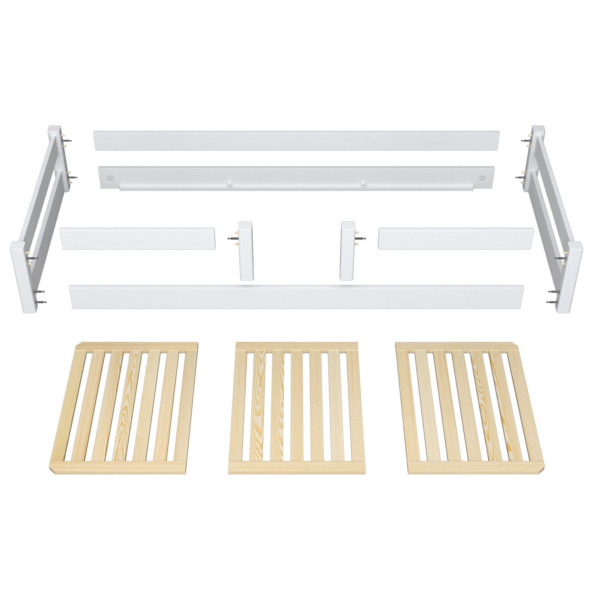 Wooden low bed N01 natural pine
