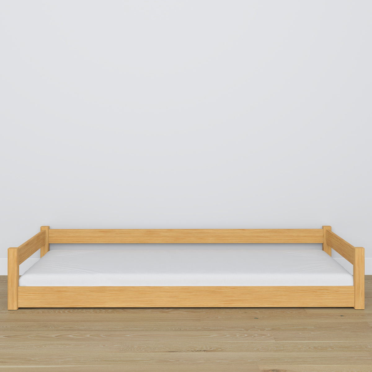 Wooden low bed N01 natural pine