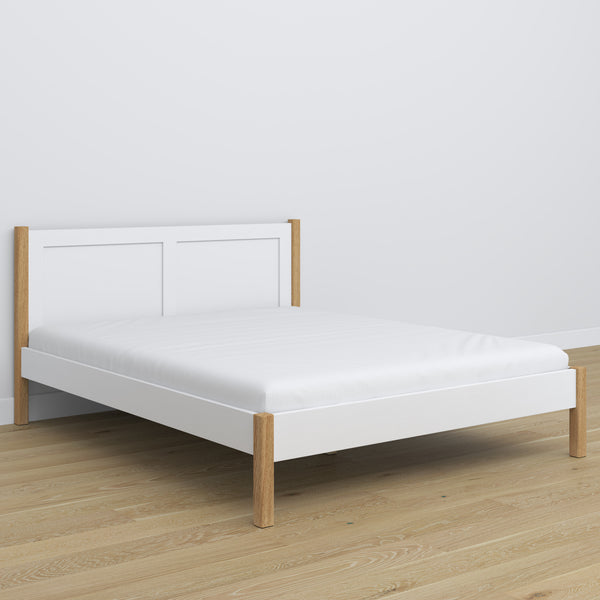 Wooden double bed N02 white / oak