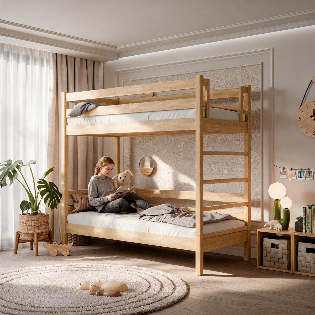 Eiken stapelbed N03 natureel eiken