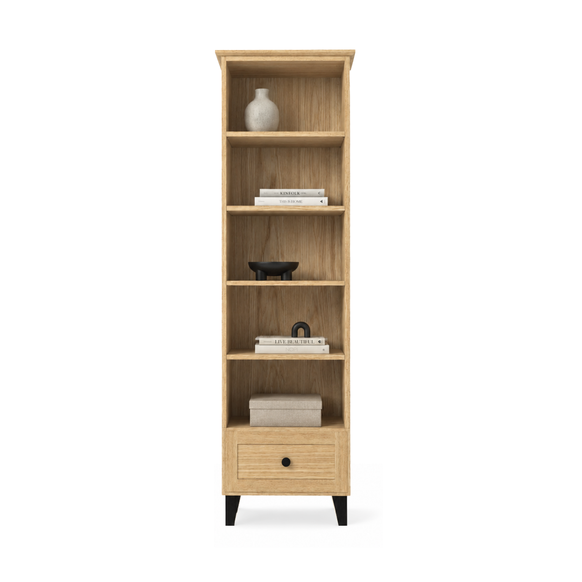 Eiken boekenkast 1S 57 Scandi natureel eiken / zwart