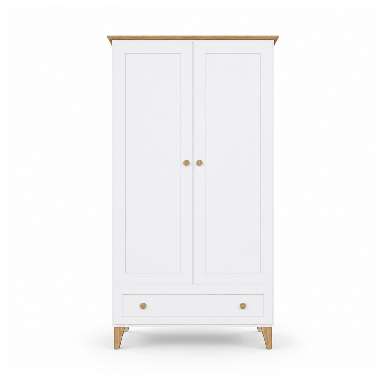 Houten kledingkast 2D1S Scandi wit / naturel eiken