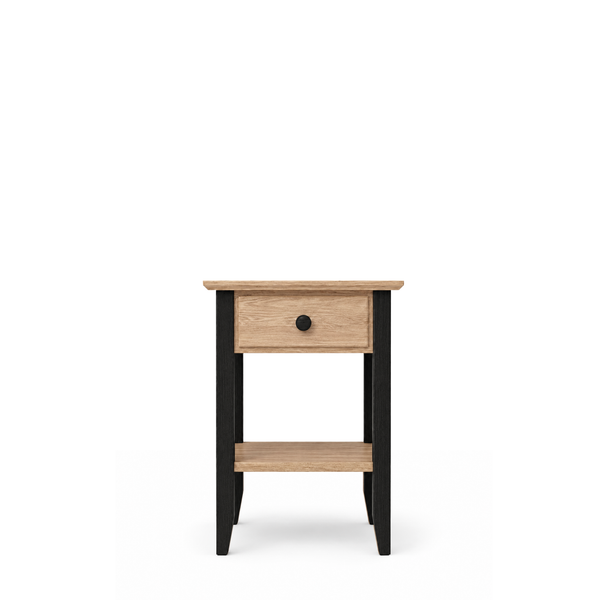 Eiken nachtkastje 1S N01 Scandi eiken natureel / zwart