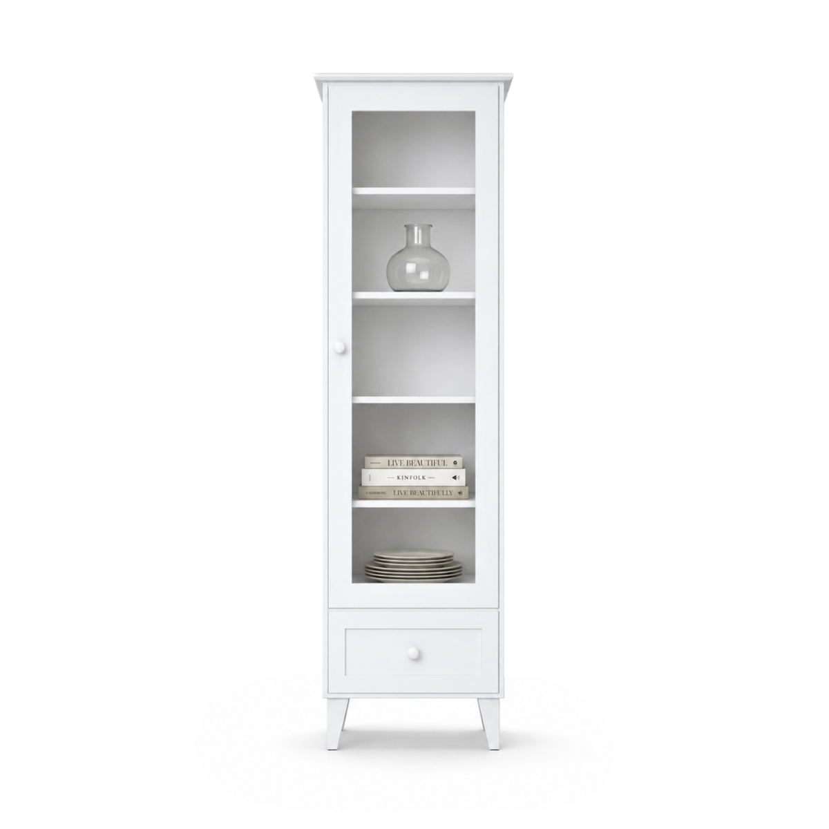 Houten vitrinekast 1S 57 Scandi wit