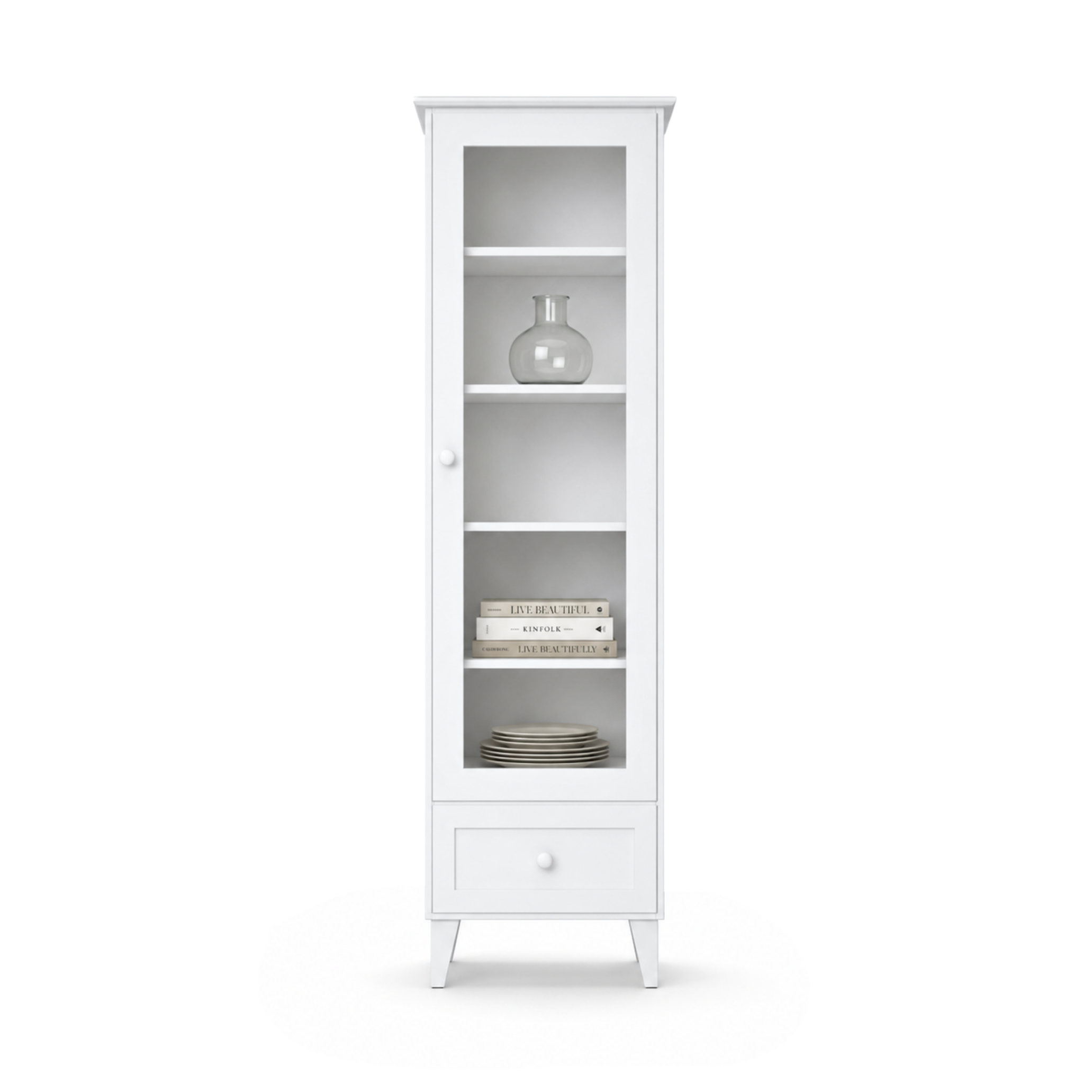 Houten vitrinekast 1S 57 Scandi wit