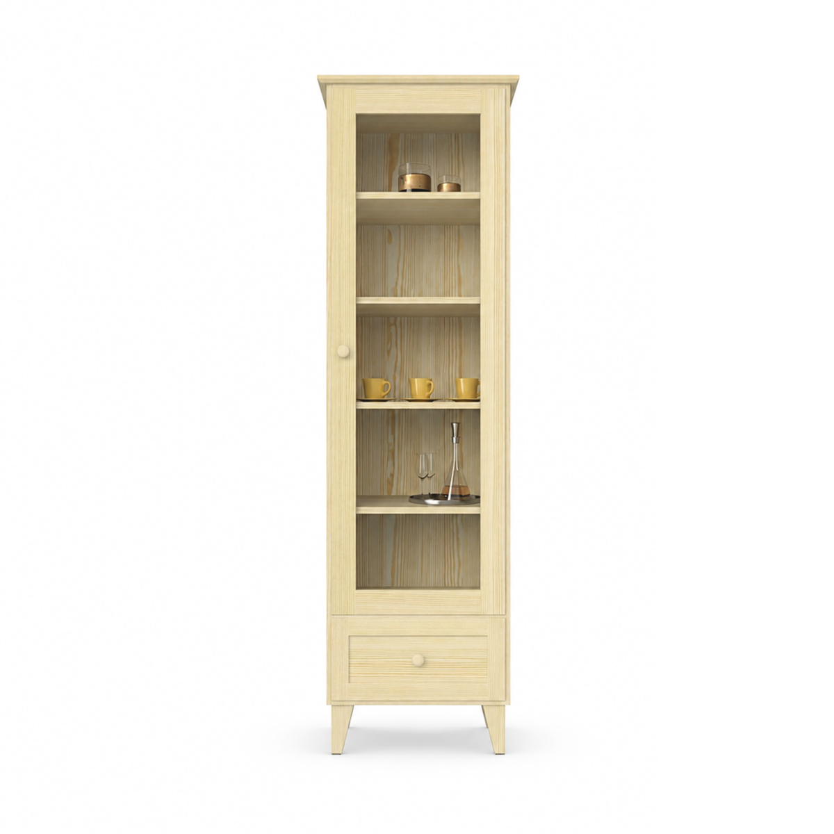Grenen vitrinekast 1S 57 Scandi kleurloos grenenhout