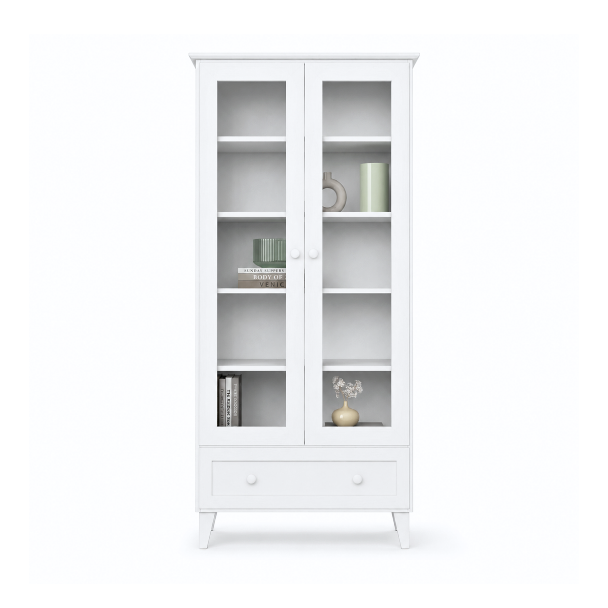 Houten vitrinekast 1S 90 Scandi wit
