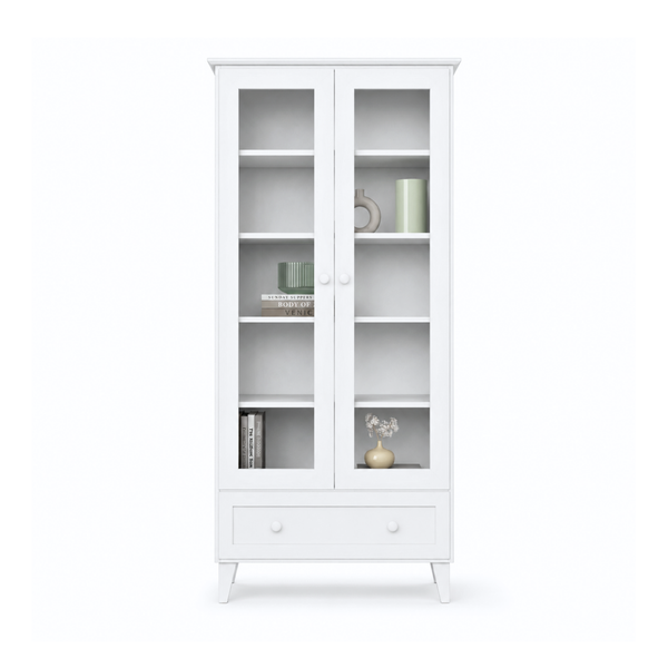Houten vitrinekast 1S 90 Scandi wit