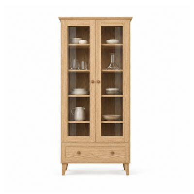 Eikenhouten vitrinekast 1S 90 Scandi natureel eiken
